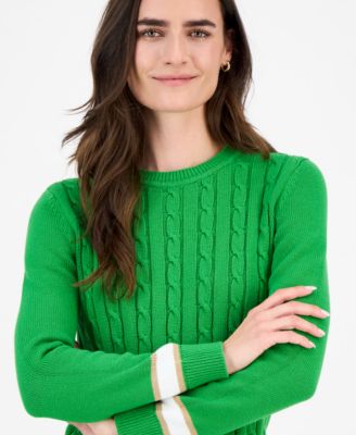 Women's Thick-Tipped Cable-Knit Crewneck Sweater