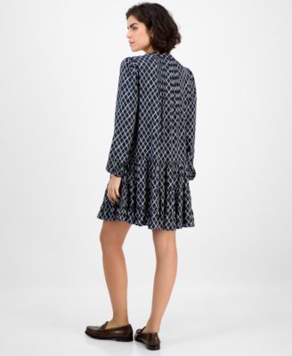 Women's Argyle Dot Tiered Dress