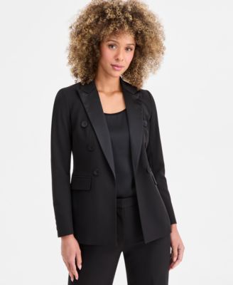 Blazer, Mixed-Media Top & High-Rise Pants