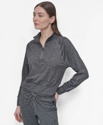 Women's Space-Dyed Half-Zip Raglan-Sleeve Top