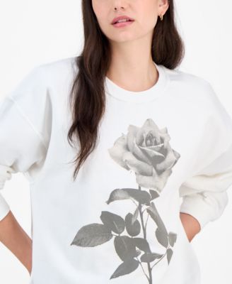 Juniors' Rose Photo Graphic Sweatshirt