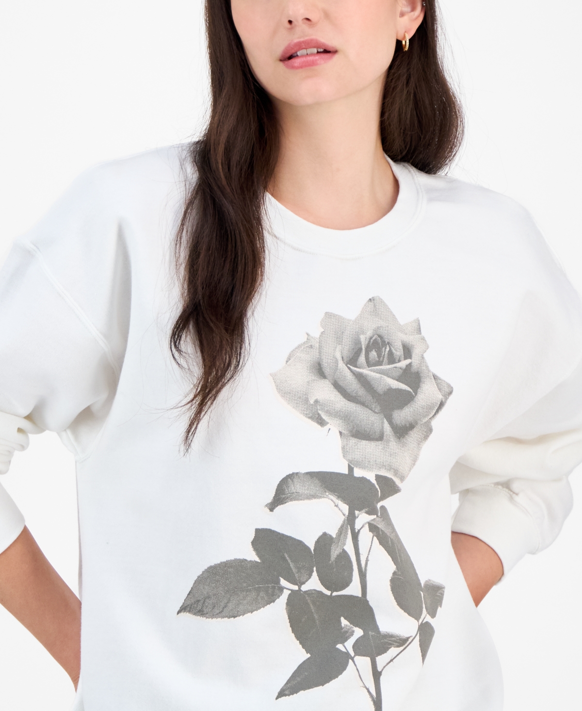 Love Tribe Juniors' Rose Photo Graphic Sweatshirt