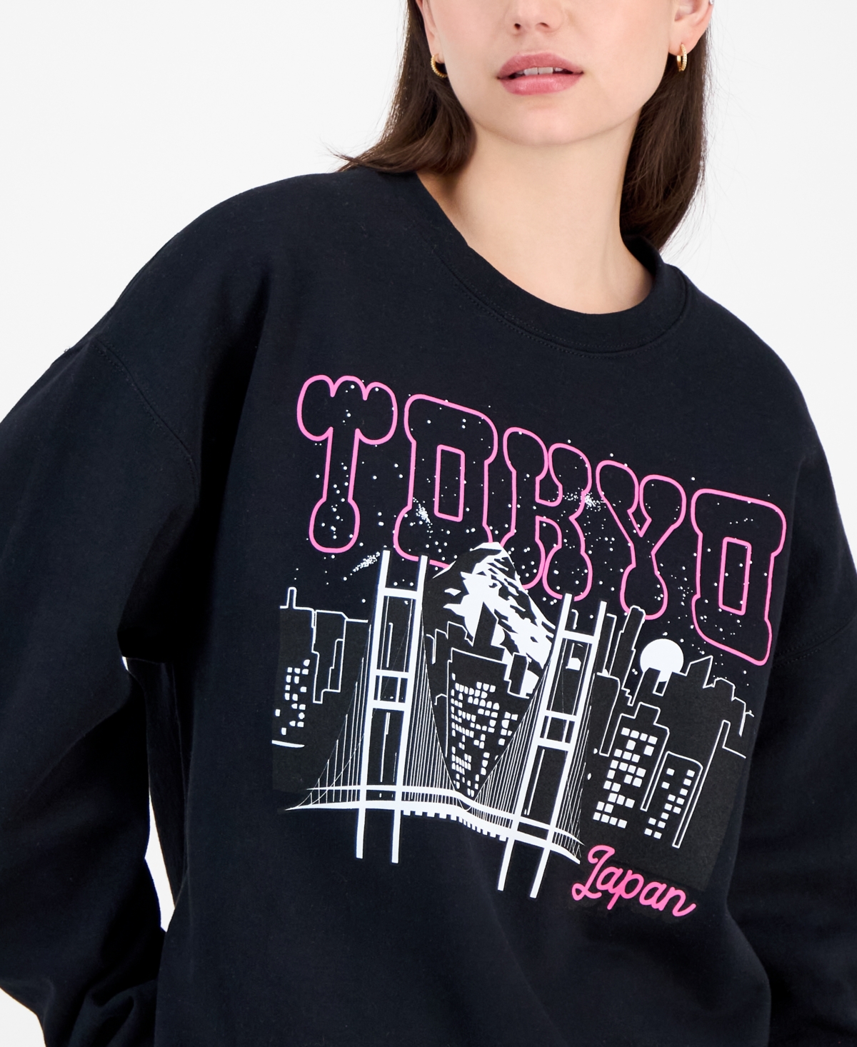 Love Tribe Juniors' Tokyo Skyline Graphic Sweatshirt