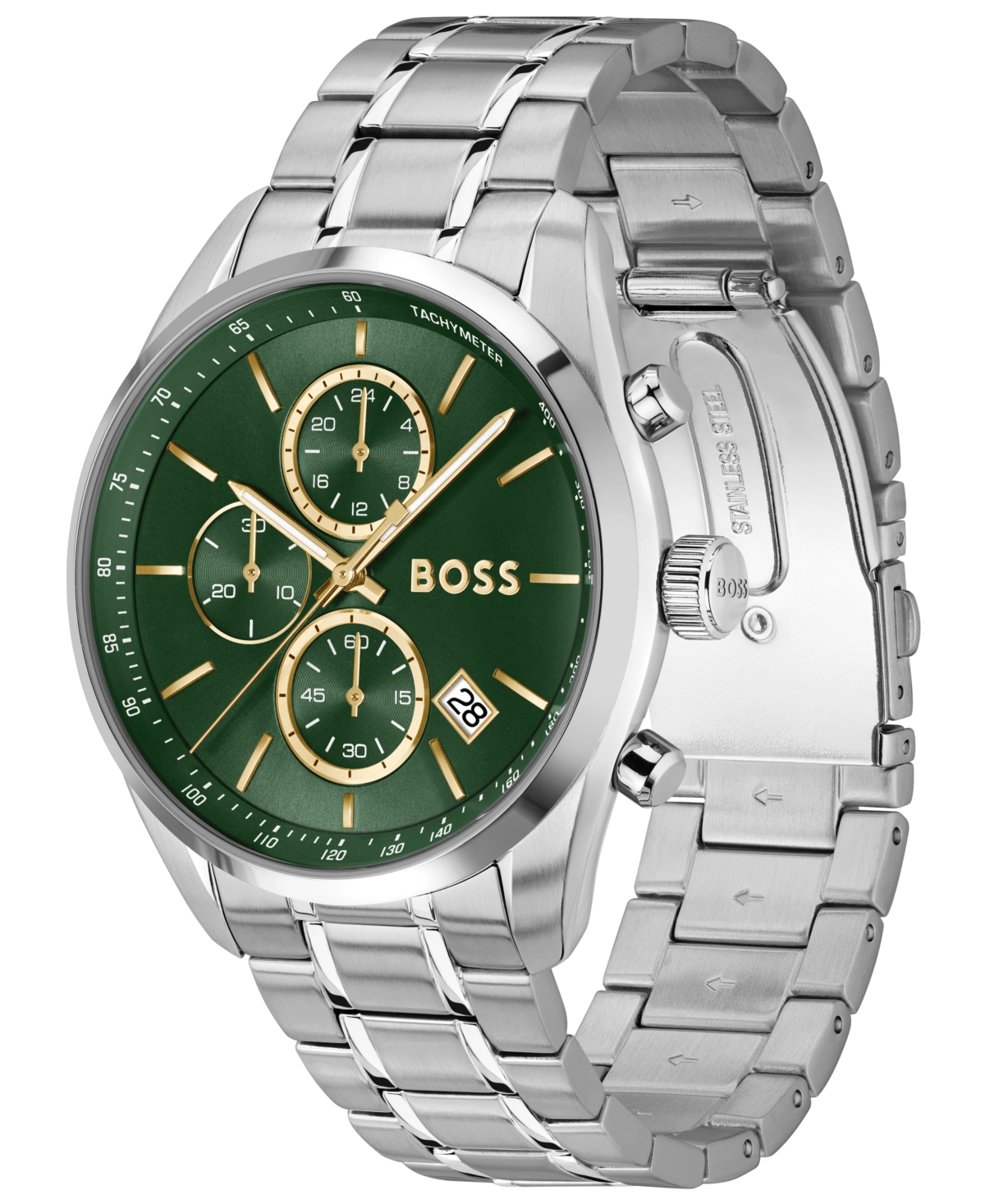 Hugo Boss Men's Grand Prix 44 Quartz Fashion Chrono Stainless Steel Watch, 44.50mm