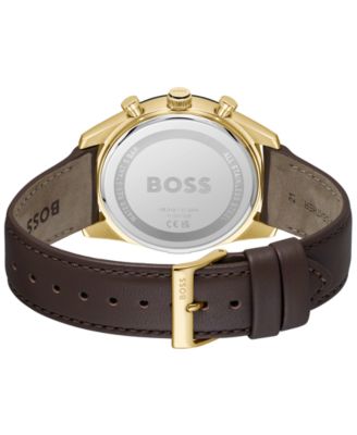 Men's Tourmaster Quartz Multifunction Brown Calfskin Watch, 41mm