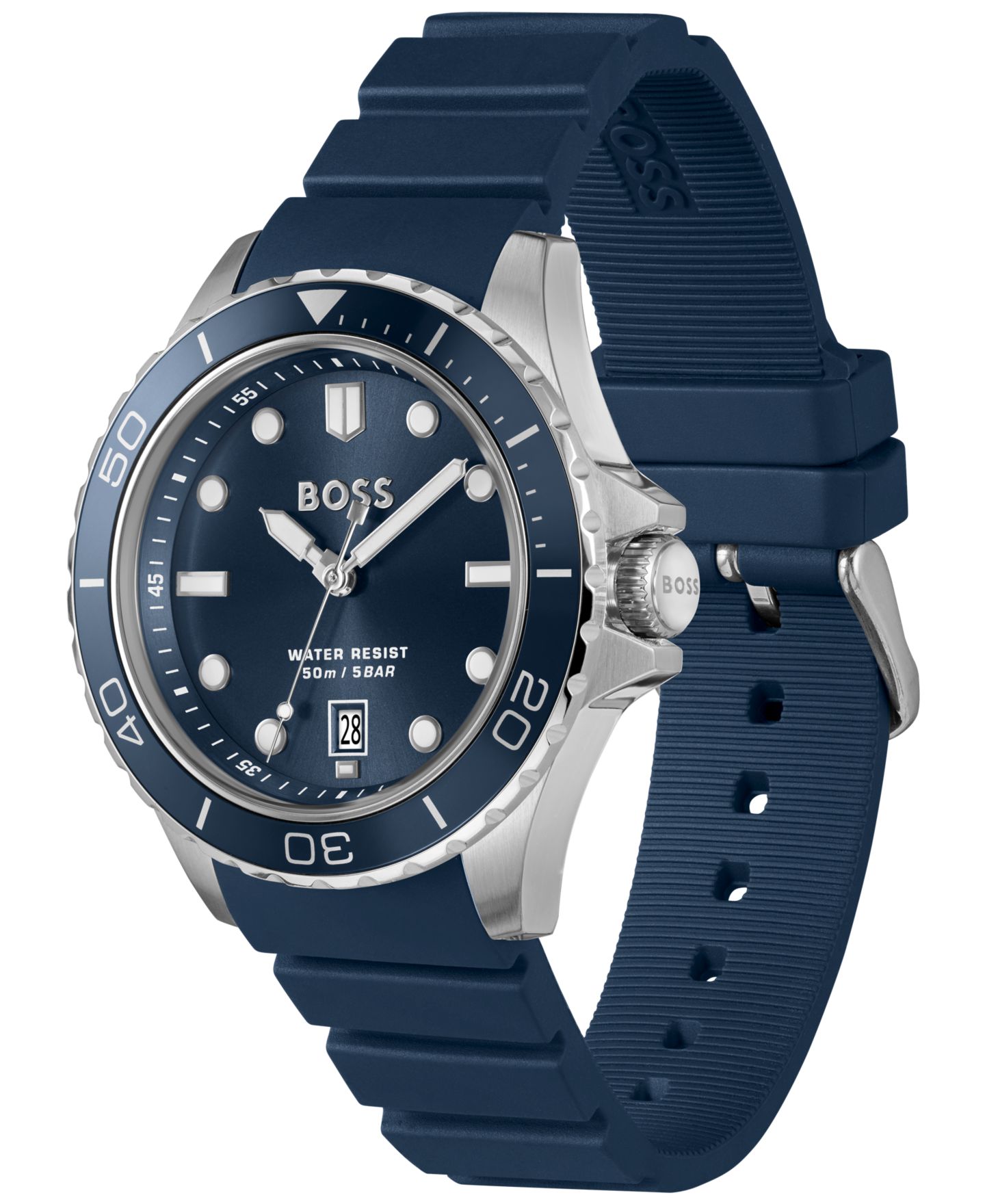 Мужские часы Hugo Boss Troper Sport Quartz Basic Calendar Blue Silicone Watch, 42mm — фото 2