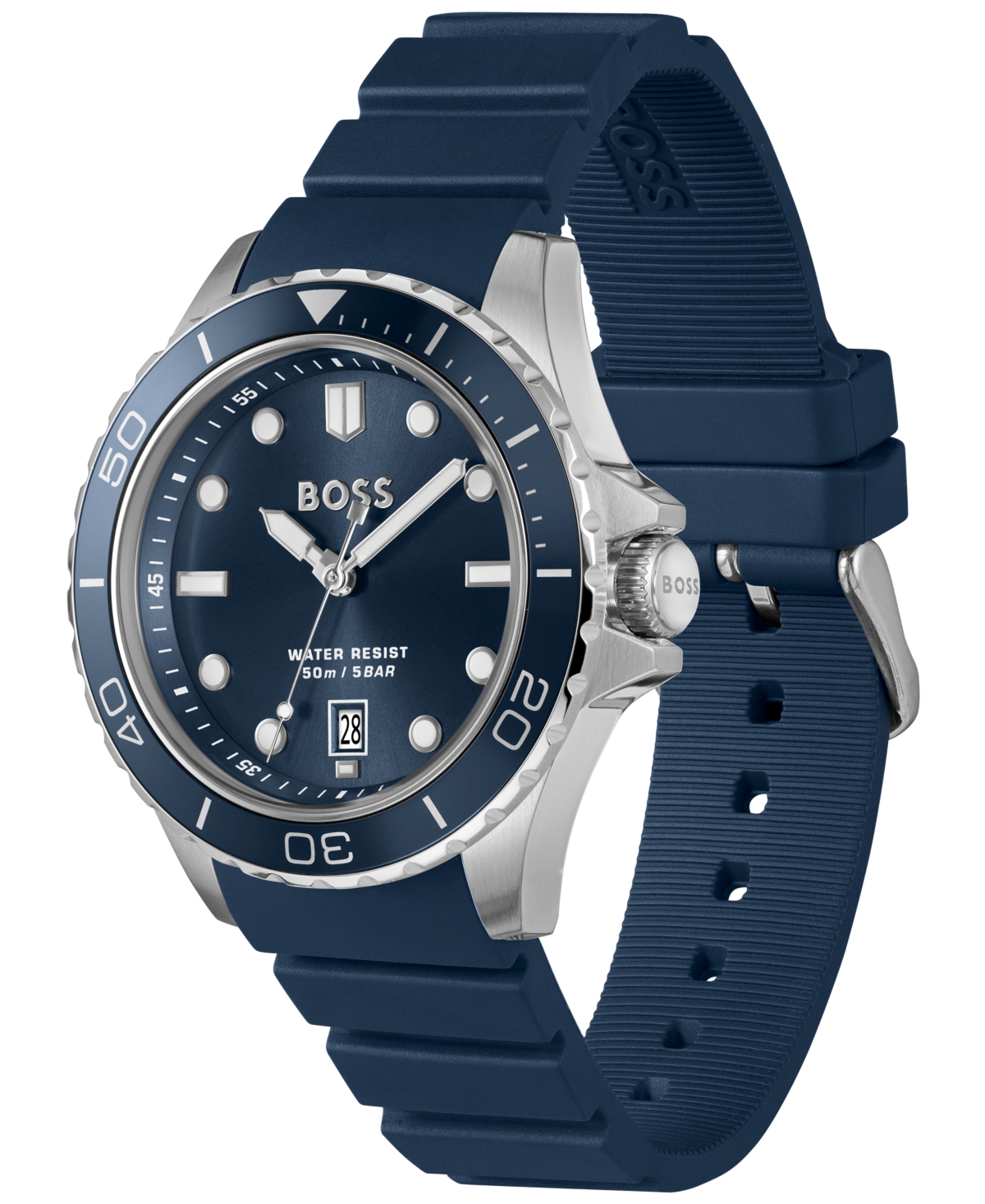 Hugo Boss Men's Troper Sport Quartz Basic Calendar Blue Silicone Watch, 42mm In Blue