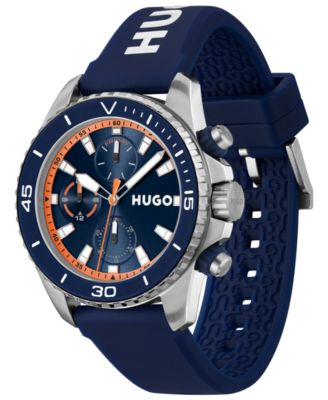 Men's Dive Quartz Multifunction Blue Silicone Watch, 44mm