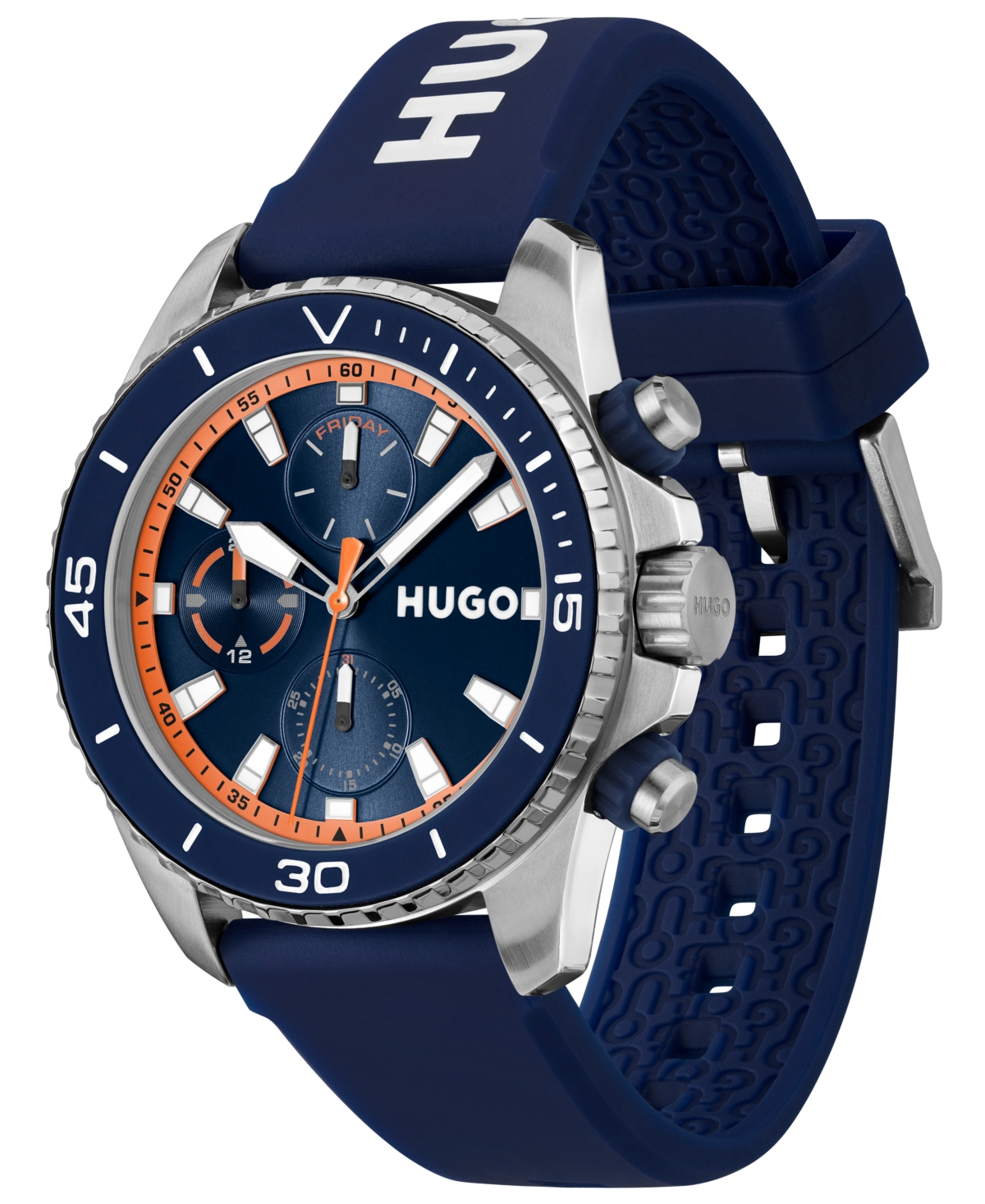 Hugo Boss Men's Dive Quartz Multifunction Blue Silicone Watch, 44mm In Blue