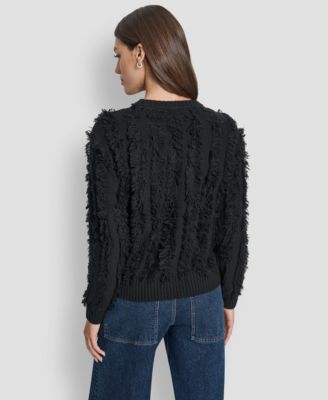 Petite Fringe Crewneck Sweater