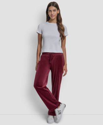 Petite Drawstring-Waist Velour Pants
