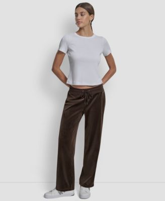 Petite Drawstring-Waist Velour Pants