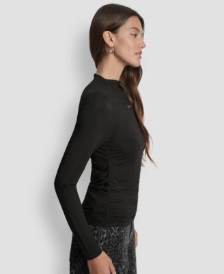 Petite Side Ruched Long Sleeves Top