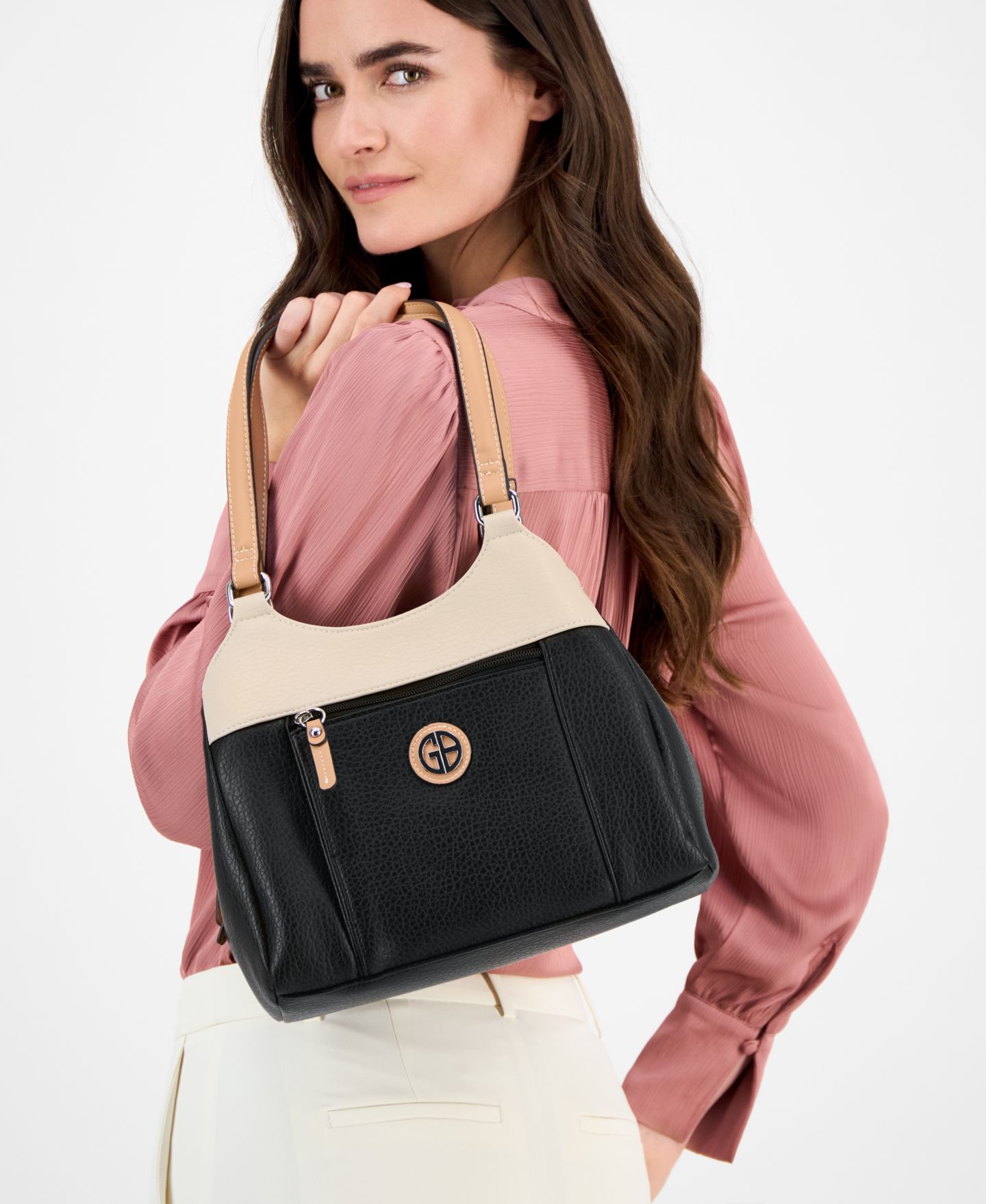 Женская сумка Giani Bernini Colorblock Pebbled 4-Poster Tote, цвет: Чёрный — фото 2