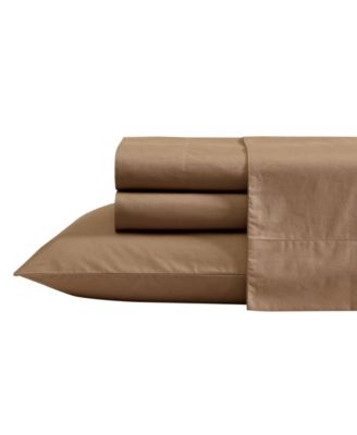 Solid Cotton Percale 4-Piece Sheet Set, Queen