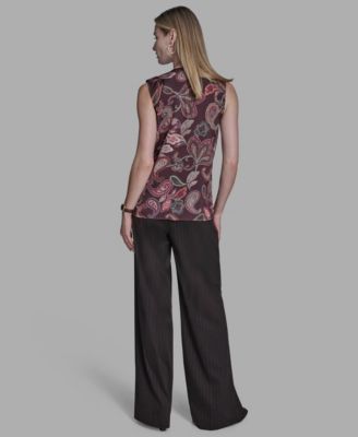 Women's Printed Ruffle Button-Down Top