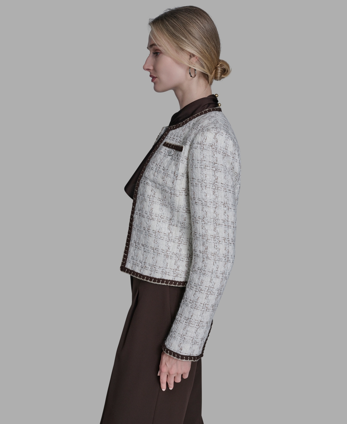 Bcbg Women's Tweed Open-front Jacket In White