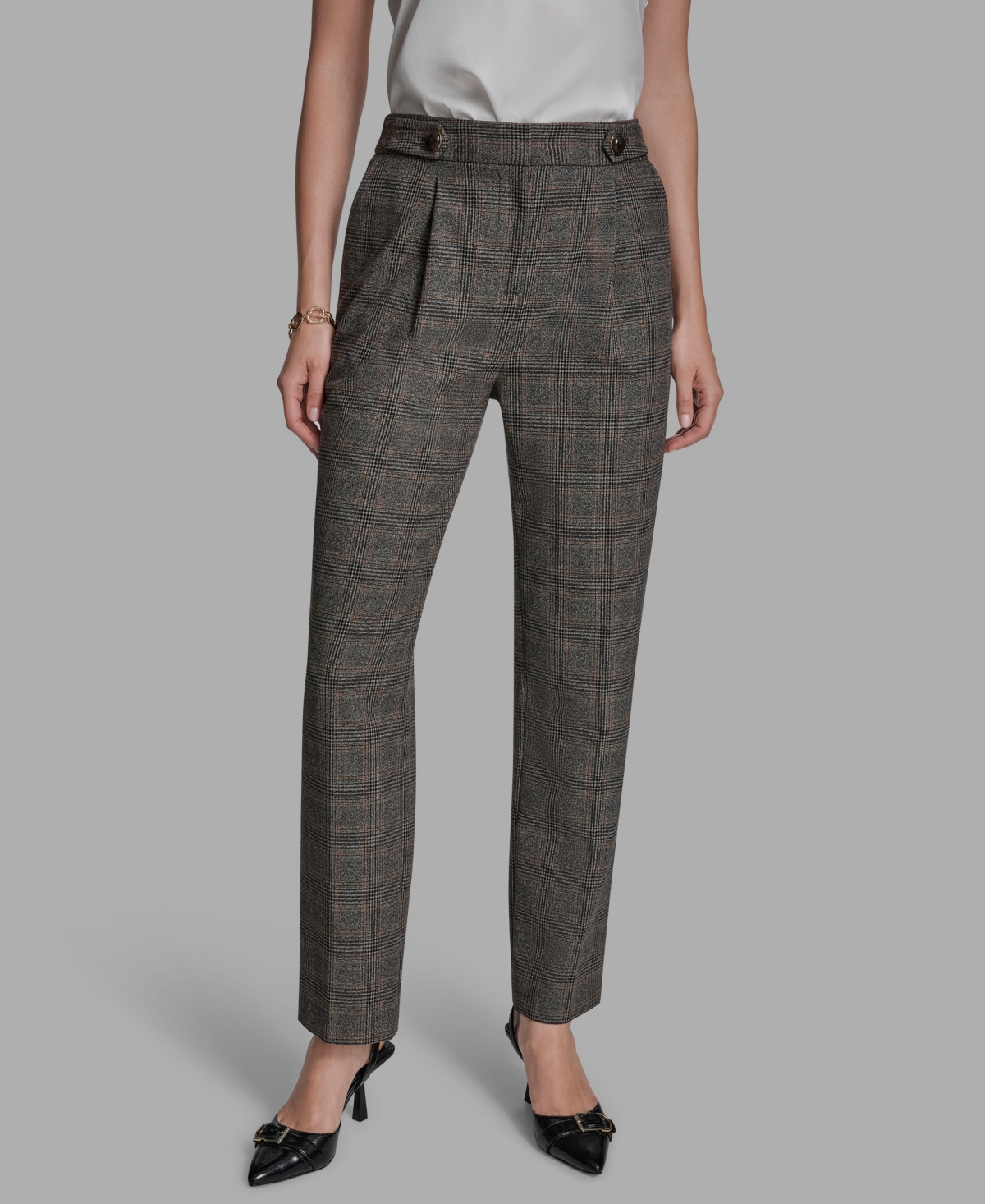 Bcbg Women's Pleated Wide Leg Full Length Pants In Gray