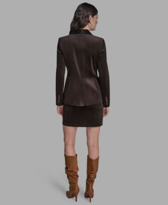 Women's Notch Collar Corduroy Double Breasted Jacket