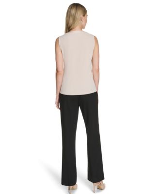 Women's Mixed-Media Sleeveless Blouse