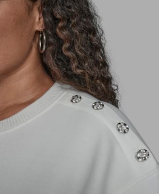 Plus Size Eiffel Tower Crewneck Fleece Sweatshirt