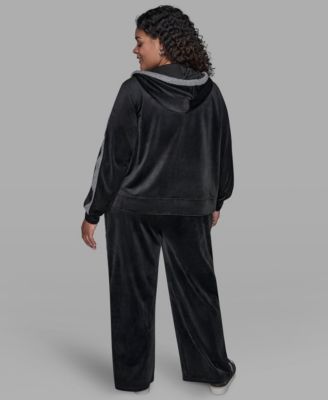 Plus Size Double Waistband Velour Jacket