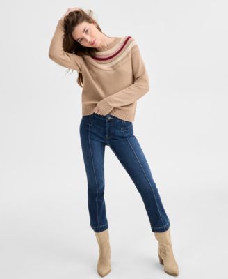 Women's Striped Yoke Crewneck Sweater 