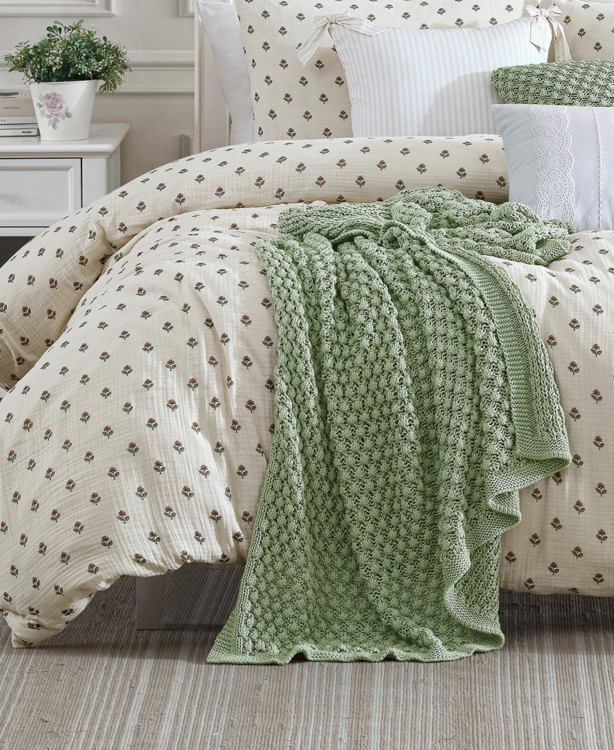 Peri Home Block Print Gauze Cotton 3-Pc. Duvet Cover Set