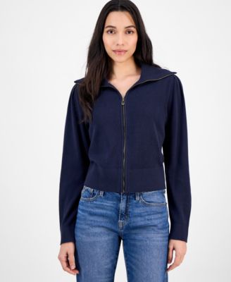 Women's Cotton Zip-Front Cardigan Sweater