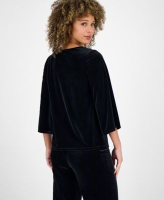 Women's Velvet Bell-Sleeve Top