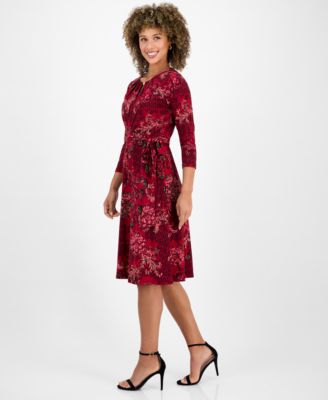 Women's Printed 3/4-Sleeve Midi Dress