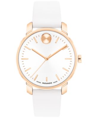 Movado Women's Bold Access Swiss Quartz White Leather Watch, 34mm