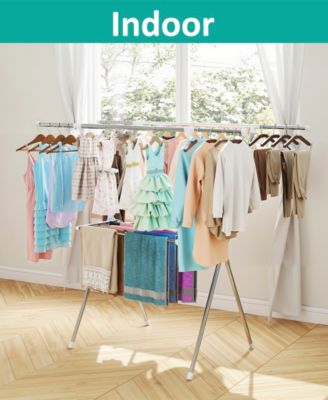 2-Tier Clothes Drying Rack with Adjustable Gullwing Arms