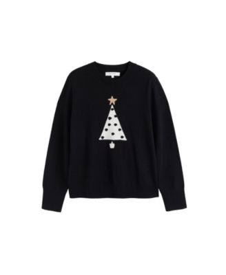 Women's Wool-Cashmere Xmas Tree Sweater