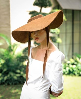 Lola Wide Brim Jute Straw Hat In Havana Brown