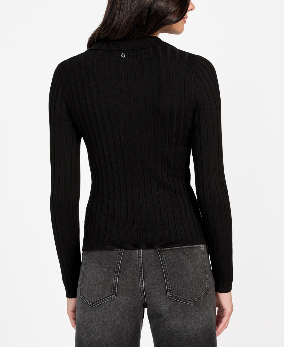 Guess Miranda Rib Cardigan In Black