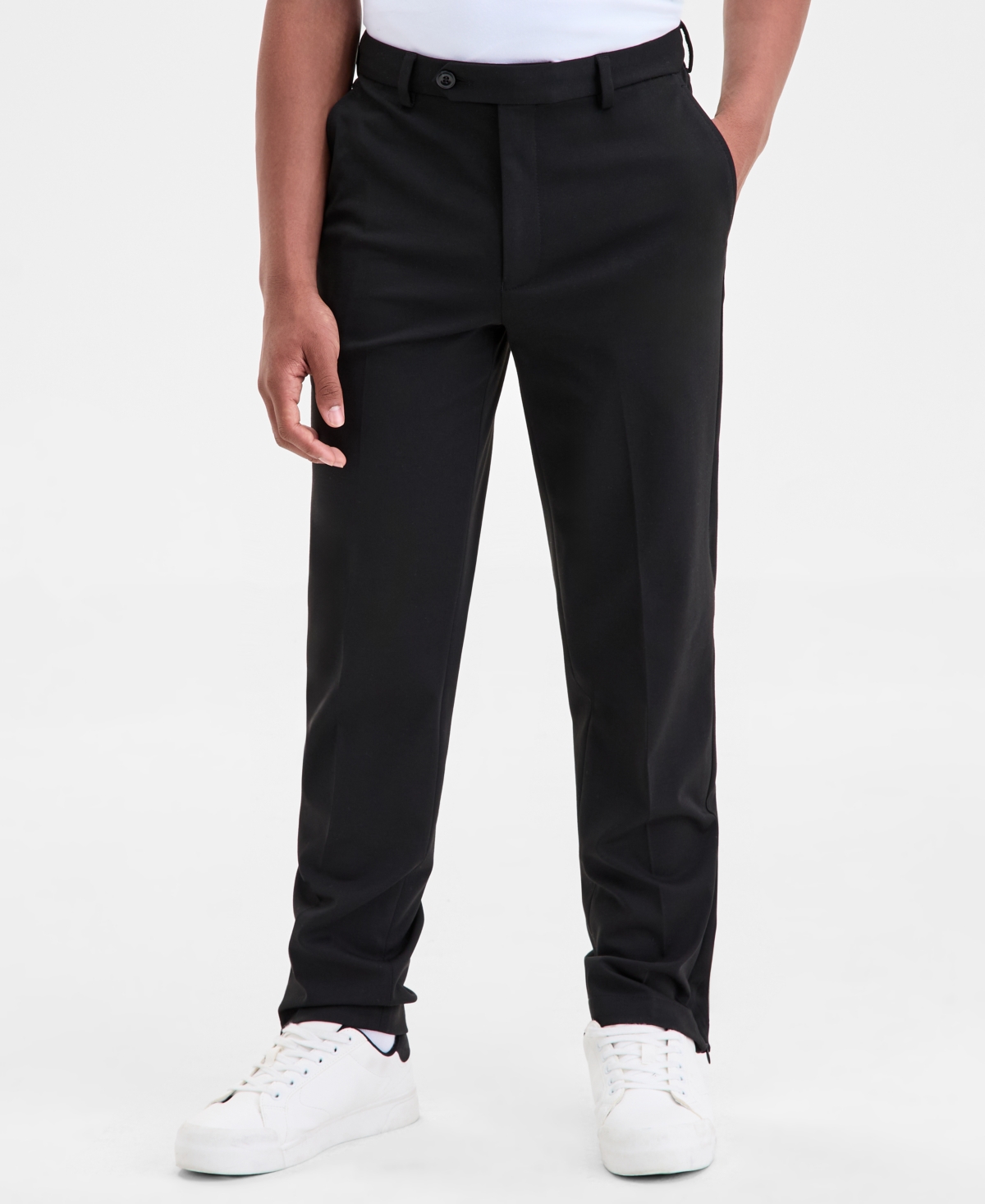 Michael Kors Boys 8-20 Flat-front Knit Tailored Pants In Black