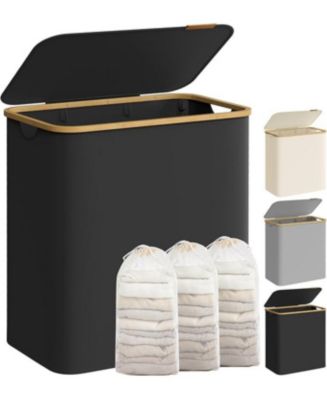 Collapsible Laundry Hamper with Lid, handles & Mesh Liner, Cream White - Macy's