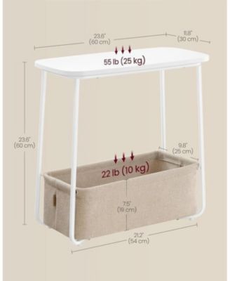 Rectangular Side Table with Fabric Basket