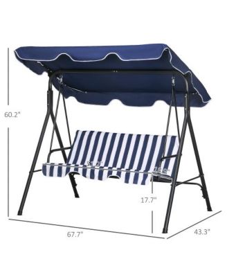 67 Inch 3-Seat Patio Swing Chair with Adjustable Canopy and Cushions