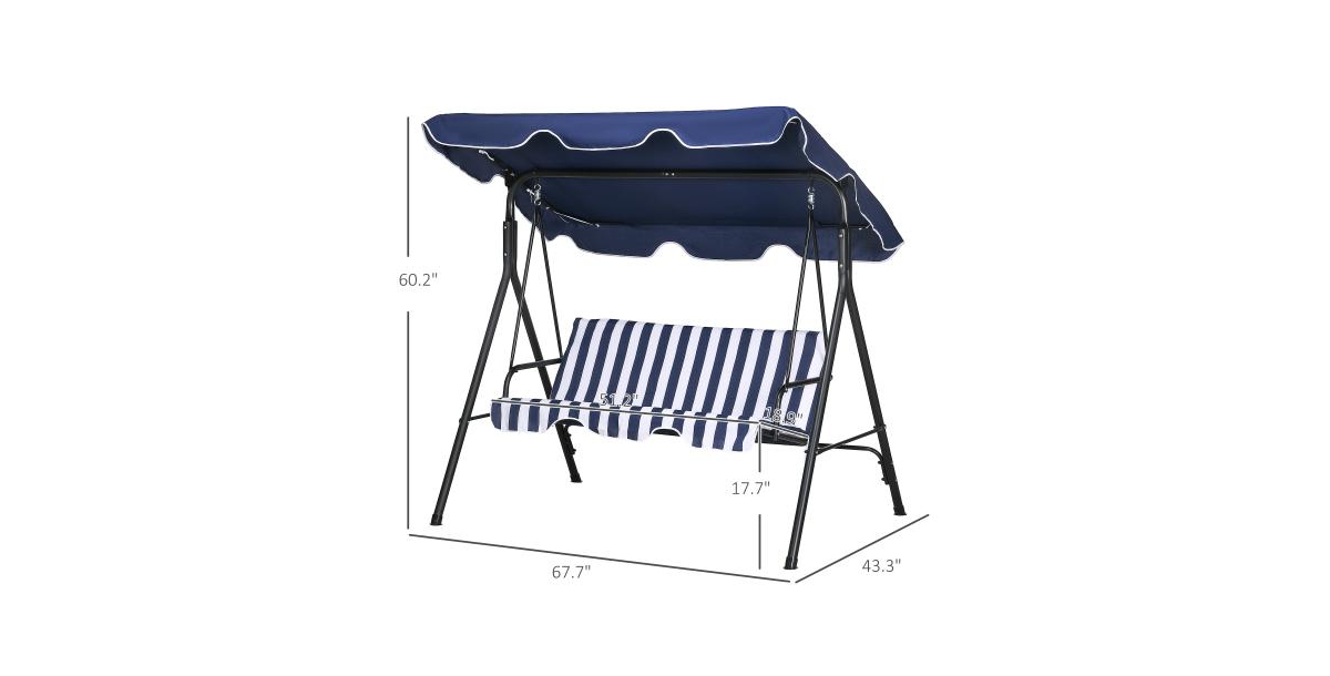 Flynama 67 Inch 3-Seat Patio Swing Chair with Adjustable Canopy and Cushions