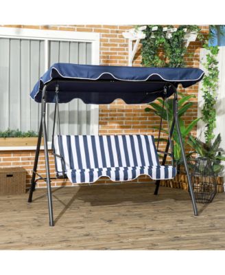 67 Inch 3-Seat Patio Swing Chair with Adjustable Canopy and Cushions