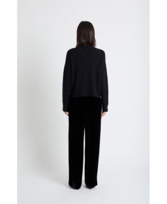 Women's Wool-Cashmere Velvet Bow Cardigan
