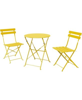 3-Piece Bistro Set, Folding Outdoor Patio Furniture Set with 2 Powder-Coated Steel Chairs & 1 Table