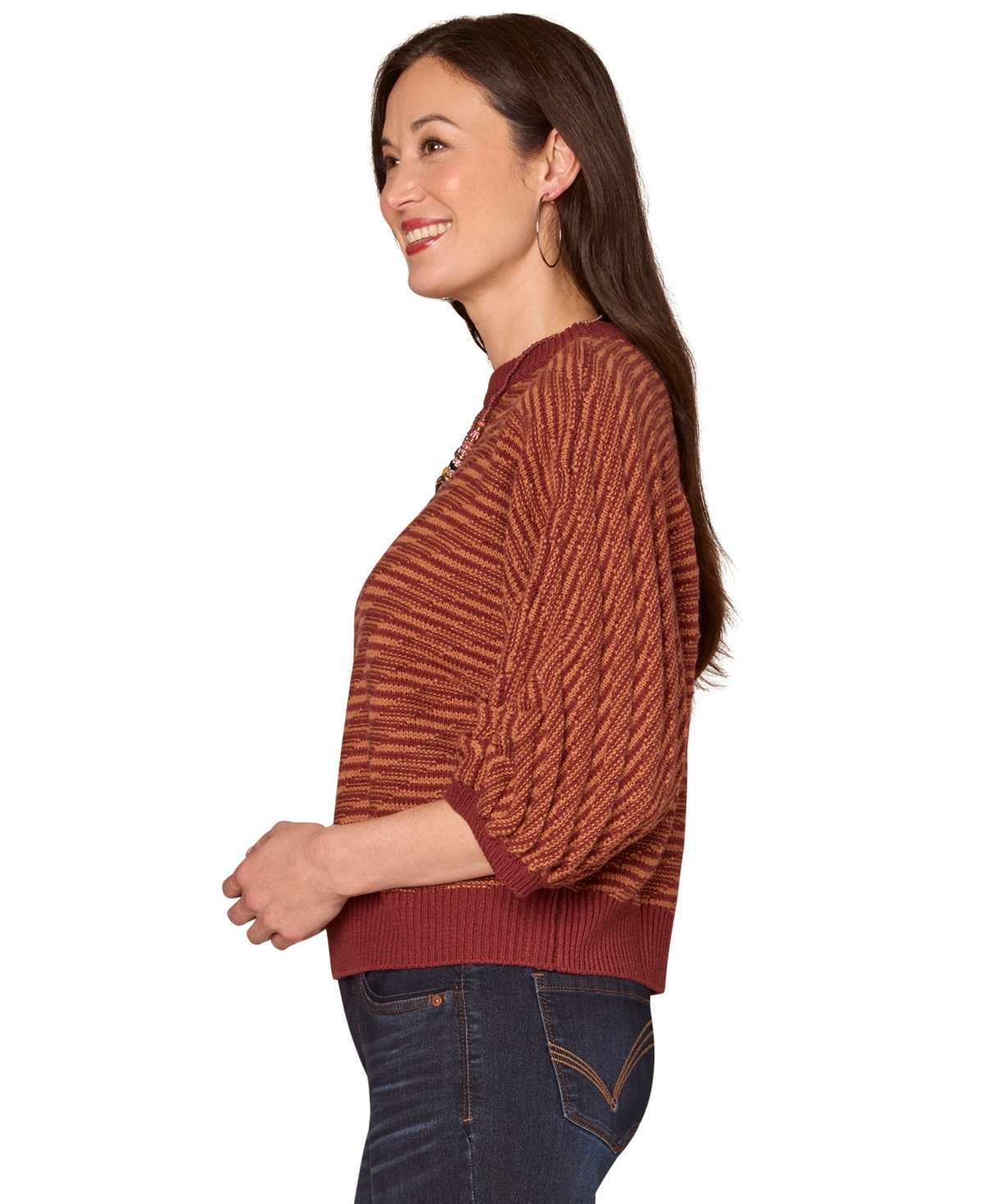 Democracy Women's Dolman Blouson Sleeve Sweater In Brown