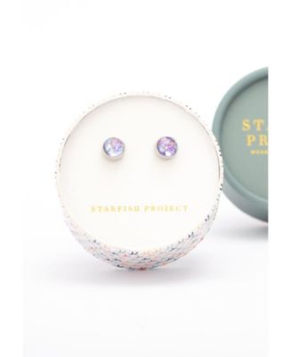 Lora Lavender & Silver Stud Earrings