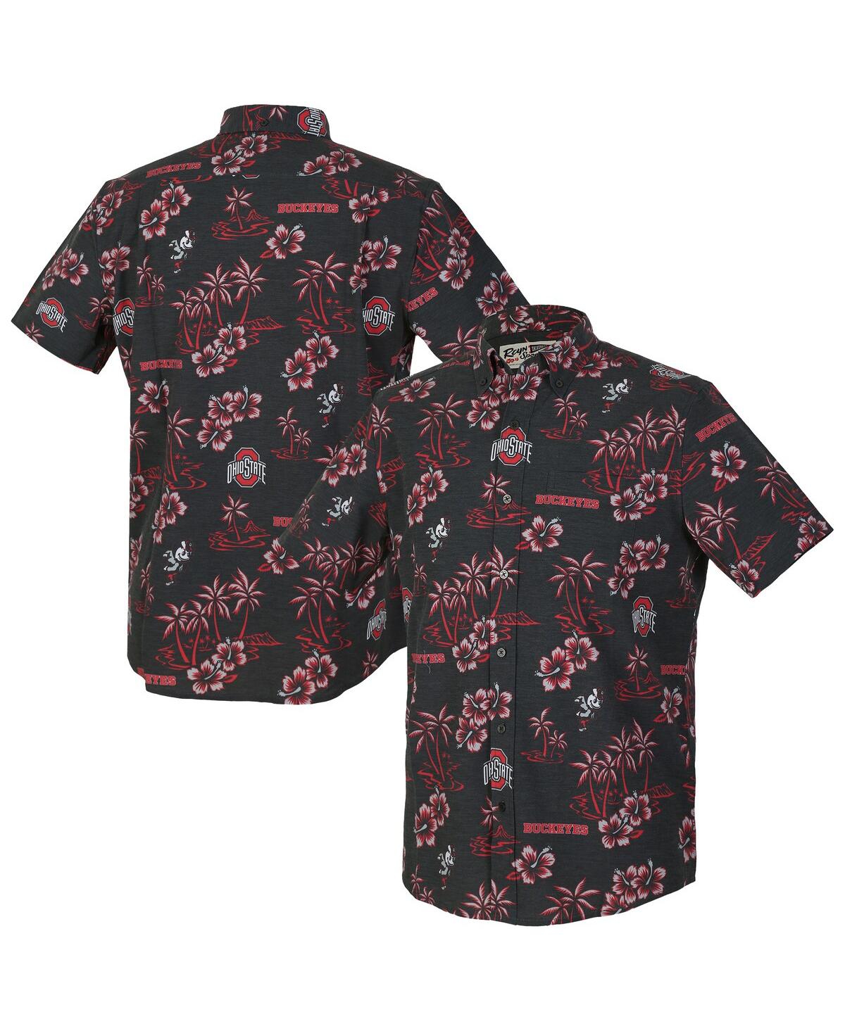 Reyn Spooner Men's Black Ohio State Buckeyes Kekai Classic Tri-blend Button-down Shirt In Black