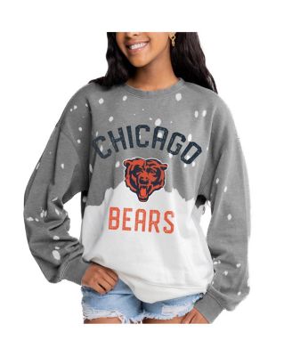 Gameday Couture - Women's Gray Chicago Bears Oversized Coin Toss Faded French Terry Tri-Blend Pullover Sweatshirt