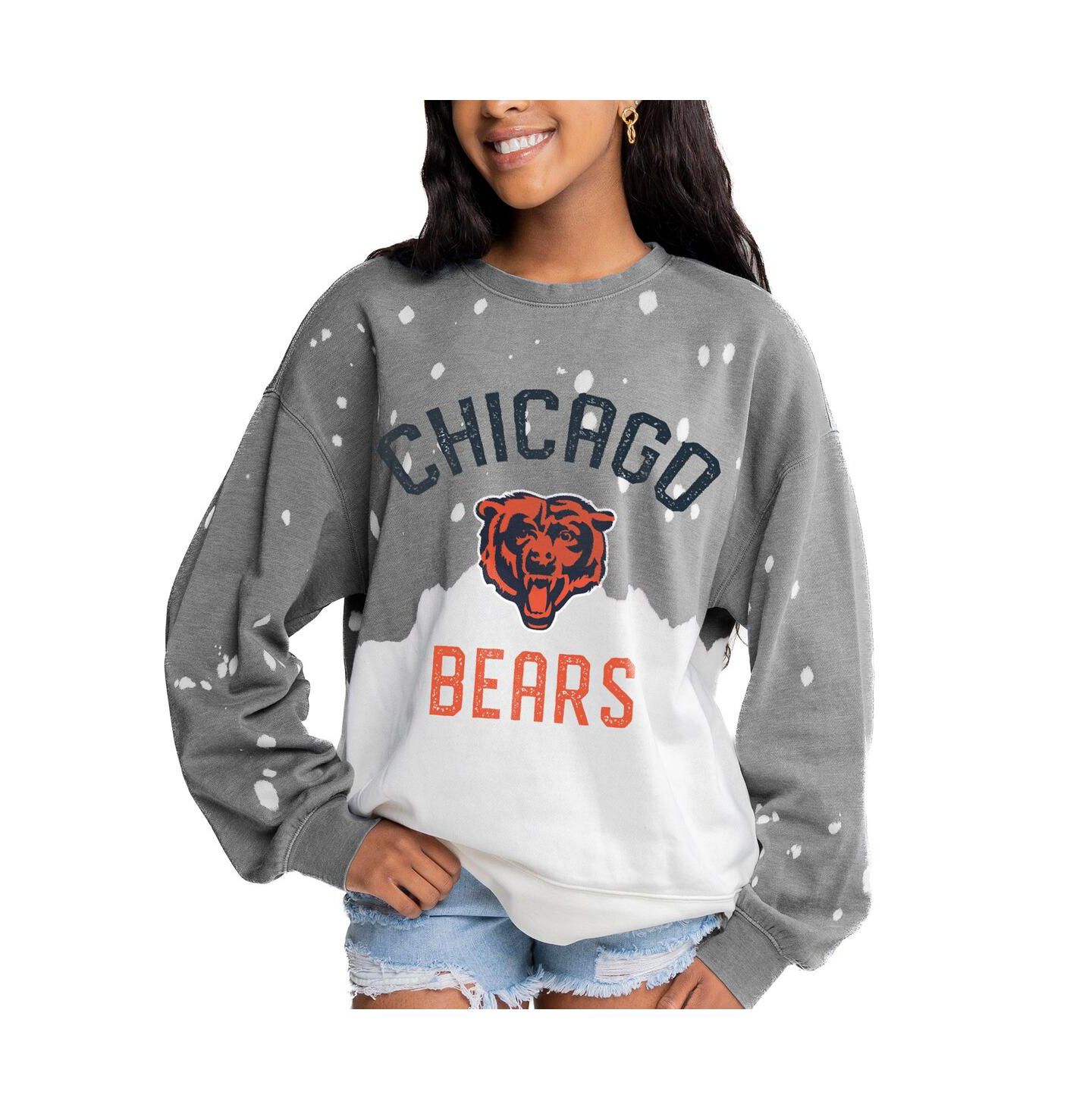 Женский свитшот Gameday Couture Gray Chicago Bears Oversized Coin Toss Faded French Terry Tri-Blend Pullover — фото 1