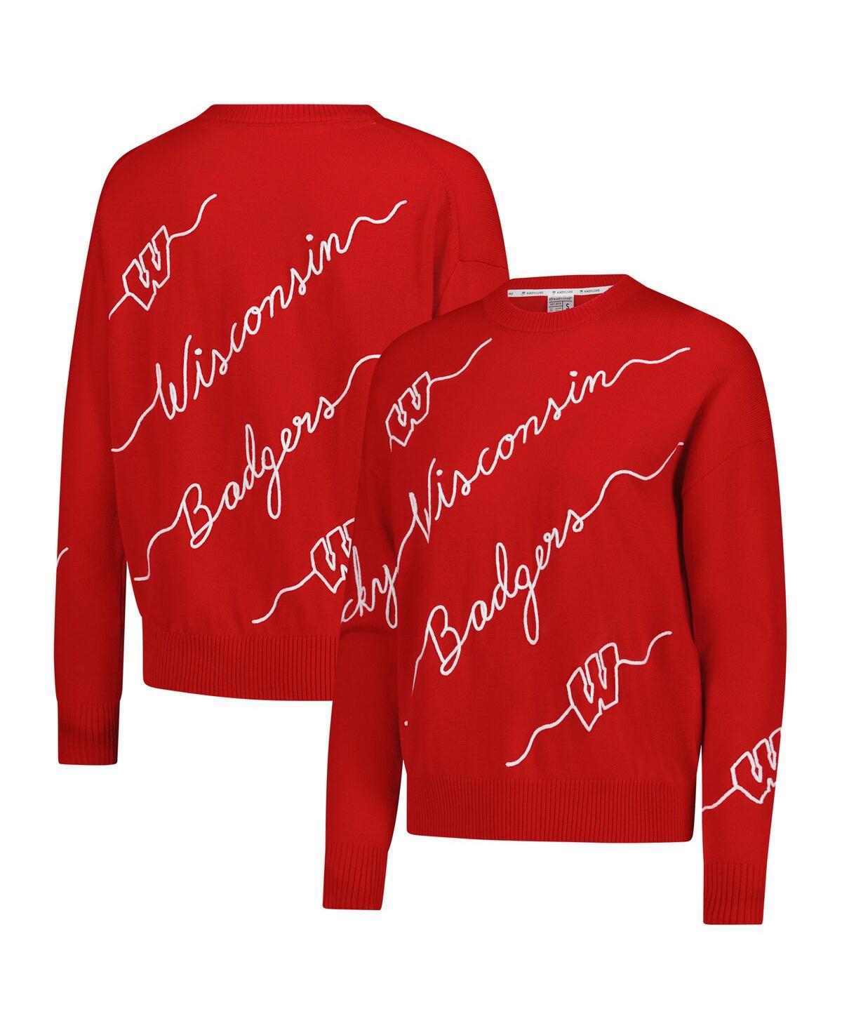 Kadyluxe Women's Red Wisconsin Badgers Love Note Embroidered Pullover Sweater In Red